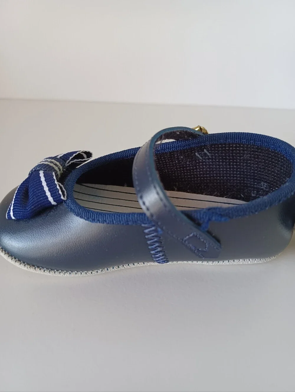Vintage‎ 90s Baby Shoes Size 2 Blue And White With Bow Buckle Footwear Kids
